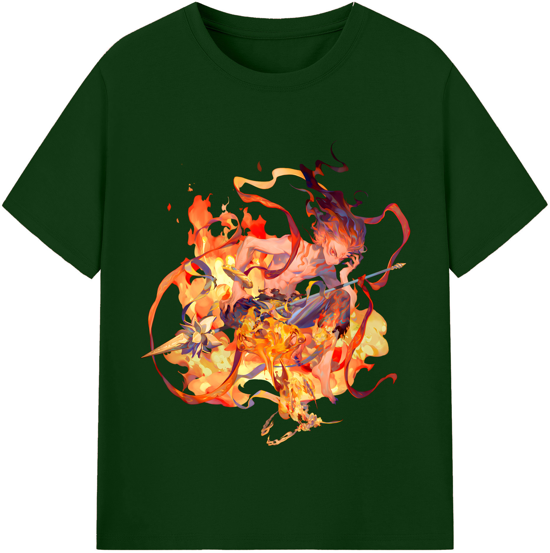 （画像用） Ne Zha 2 ナタ 魔童の大暴れ 綿100％半袖Tシャツ（フロントプリント）